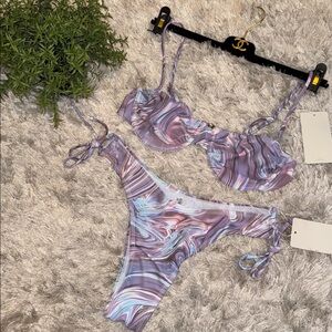NWT Musera Purple Blue Marble Bikini Bathing Suit Small/Medium